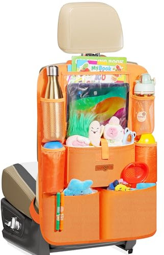 SURDOCA Car Organizers and Storage, Upgraded Car Seat Organizer with 11-inch Touch Screen Tablet Holder, Backseat Car Organizer with 8 Pockets, Car Seat Protector Road Trip Essentials for Kids
