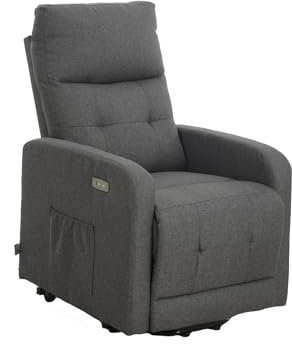 Cribel Poltrona Relax Susan D Fumo con USB | Poltrona Elettrica Reclinabile Alzapersona in Tessuto, Schienale e Pediera Regolabili, Comfort Moderno e Funzionale Fumo