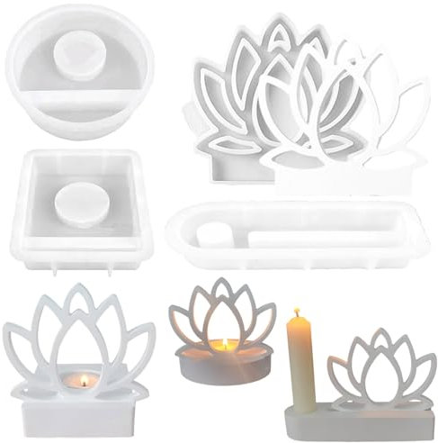 ALEFBET Silikonformen Gießformen, Silikonform Kerzenhalter, Silikon Gießform Kerzenhalter, Silikonformen Kerzenhalter,Gipsformen zum Gießen (Lotus)