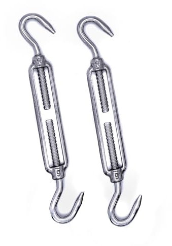 2Pcs 316 Stainless steel turnbuckle rigging screw hook to hook M5 M6 M8 tension adjuster A4 marine grade (M5)