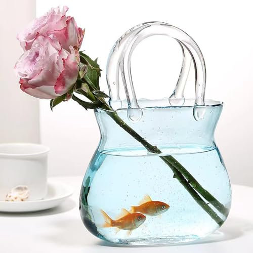 Generisch Glasvase | Tasche Glasvase | Klare Handgemachte Vase | Kleine Fischschale Aus Glas Blumenvase | Kreative Bubble Handtasche Blumenvase | Dekorative Vase Glas Handtasche