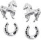FIVE-D 2 Paar Ohrstecker Ohrringe Pferd Pony Hufeisen 925 Silber (Set-Hufeisen)