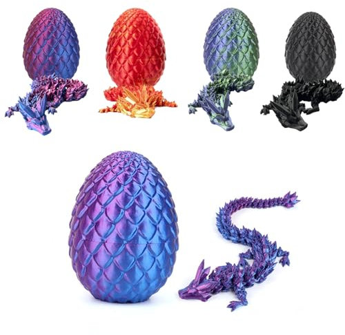 AIZQYC 3D Gedrucktes Drachenei mit Drache, Geheimnisvolle 3D Kristall Drache Spielzeug im Ei Groß, 3D-Gedruckter Beweglicher Überraschungsdrache für Kinder Erwachsene.