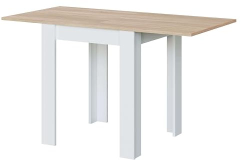 Miroytengo Livre Mesa de Cocina Extensible Estilo Nórdico en Color Blanco y Madera Claro 67-134x78x67 cm