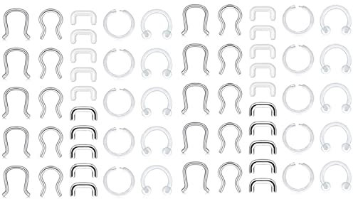 Epinki Nose Stud Surgical Steel 60er, Septum Ringe Set 1.2mm Stabstärke Kreis U Circular Barbell Clicker Hufeisen, Ohr Piercing Köperschmuck für Frauen, Bunt