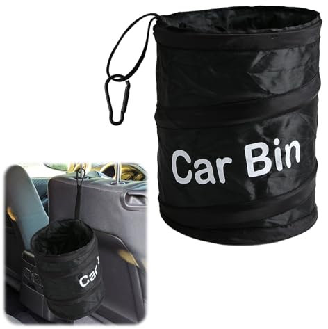 OMCGG Car Bin with Hanging Hook, Portable Collapsible Car Trash Can Foldable Water Resistant Car Rubbish Bin for Front Back of Car Garbage Litter Storage and Collection Keeping Car Auto Motor Tidy