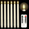 6 Pack Led Taper Candles,Flameless Taper Candles,Led Candle,with Remote Control Timer Led Candle Sticks,Flickering Flame Candles for Christmas,for Wedding Dinner Christmas Decoration(2x25cm,Beige)