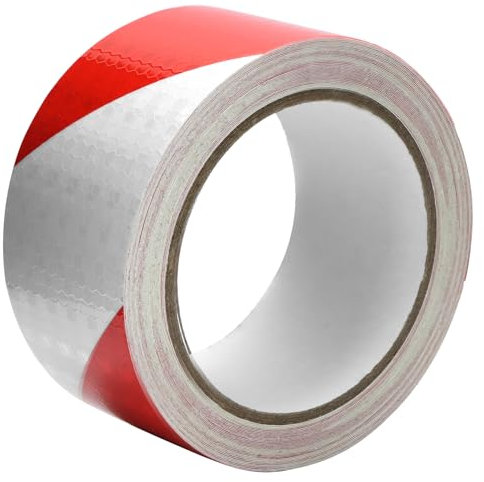 QWORK® 5cm x 10m Nastro Catarifrangente Rosso e Bianco - Impermeabile, Adesivo di Alta Qualità per Sicurezza su Veicoli, Rimorchi e Esterni
