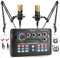 Podcast Equipment Bundle for 2, Audio Interface with Voice Changer Plus Condenser Microphones for Live Streaming, DJ Mixer Perfect for Podcast Recording, Gaming, Singing, YouTube (P900)