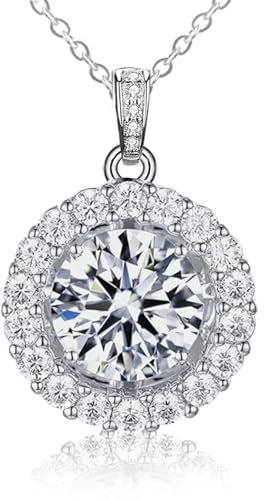 Damenschmuck Halskette mit Moissanit, 1CT Moissanit Diamant Anhänger, laborgezüchtet, 925 Sterlingsilber mit 18K Weißgold überzogen, Silberkette mit einem Schmuckstück, inklusive Geschenkbox.