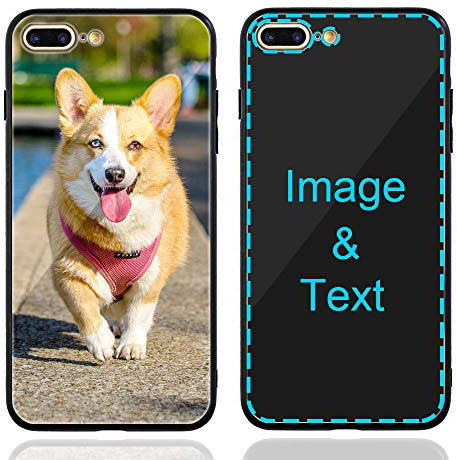 MXCUSTOM Personalised Phone Case for Apple iPhone 7 Plus 8 Plus, Customised Anti-Scratch Tempered Glass Soft TPU Cover with Photo Image Text Picture Design Your Own Phone Cover (GHS-BK-P1A)