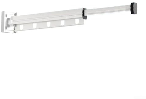 Tendedero plegable para secar ropa, balcón, ventana, barra telescópica, giratorio para colgar en la pared, ahorro de espacio (126 cm, blanco)