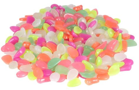 Happyyami 600pièces Galets Phosphorescents pour Aquarium Décoration Lumineuse Plastique Pierre Nocturne Colorée pour Poissons Aménagement Paysager