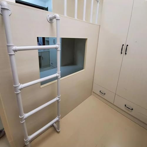 QMMHPHMH 3,3 Fuß – 9,8 Fuß, robuste Kellerfenster-Ausstiegsleiter aus Metall und Eisen, Tragkraft 330 Pfund, an der Wand montierte Dachboden-Kletterleiter für Etagenbett, Wohnmobil, Deck, Wohnheim (2
