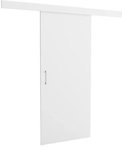 Brent - Schiebetür Komplettset mit Tür 78x 204 cm, Schiebetüren Komplettset Lucas, Türblatt Weiß, Schiebetürsystem für Zimmer, Wandmontage, Türe Innen