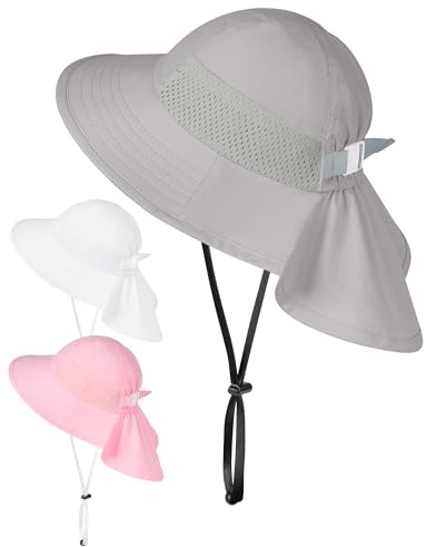 Becellen Bob Chapeau de Soleil Bébé Enfants Chapeau à Bord Large Anti UV Respirant Casquette Protège Nuque Chapeaux de Seau Plage Été pour Garçons et Filles