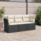 Utiny 3-TLG. Gartensofa Lounge Sofa Outdoor Gartenmöbel mit Kissen Schwarz Poly Rattan
