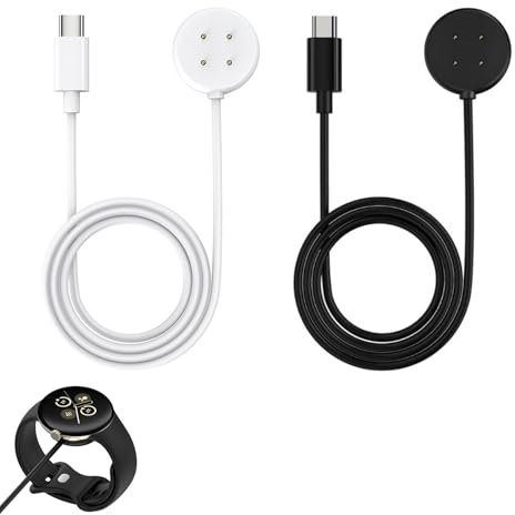 Pack of 2 Charging Cable for Google Pixel Watch 3/Pixel Watch 2/Fitbit Versa 4/Versa 3/Sense 2/Sense/Ace LTE, Charger Magnetic 4-Pin Fast Charging Cable USB-C Cable Compatible with Smartwatch, 100 cm