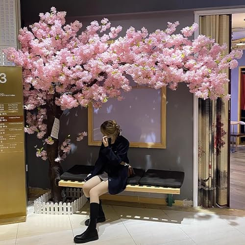 Cerisier artificiel - Grand arbre à fleurs japonais rose pour la maison, le bureau, la chambre à coucher - 2 x 1,5 m