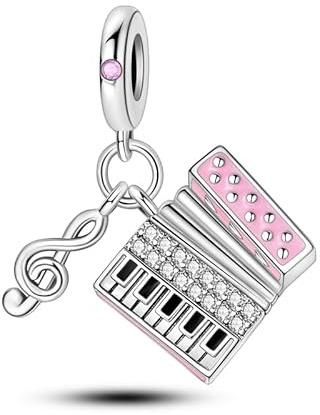 Teleye Akkordeon Musik Note Anhänger Charm, Perlenarmband Charm, Fit für 3mm-4,5mm Armbänder
