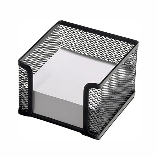 Netz-Notizblock-Halter, quadratisch, Schreibtisch-Memo-Box, Aufbewahrungshalter für Büro, Schule (10,2 x 10,2 cm, schwarz)