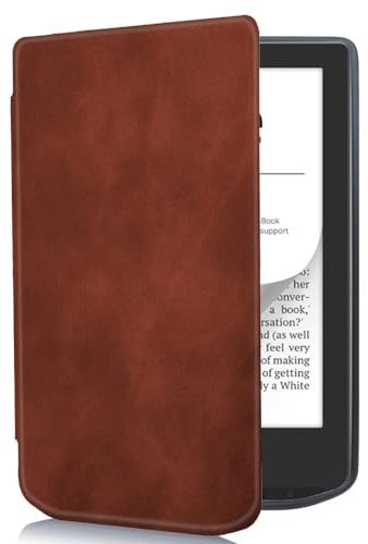 Compatible avec la tablette Vivlio Light HD/Light 6, couverture complète ultra fine en cuir avec housse pliable robuste (marron)