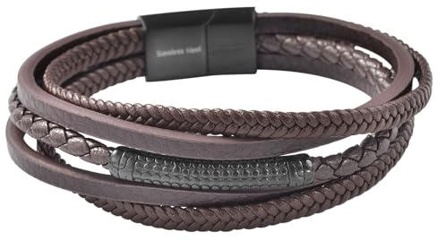 Akzent Armband Unisex - Premium Armband Unisex in Braun aus Kunstleder, 100% Wasserfest & Hautverträglich