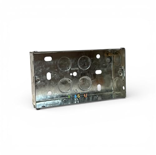 2 Gang 35mm Metal Back Box – BS4662 Approved Heavy-Duty Galvanised Steel Adjustable Lug Brass Earth Terminal Professional Electrical Back Box 2 Gang Metal BackBox Pattress Box Your1shopuk Pack of 1