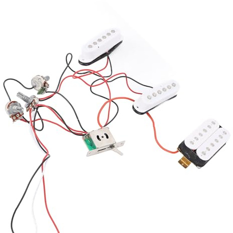 Hamwesh Micros pour Guitare électrique, Ensemble de Micros SSH avec Bobine Simple et Humbucker, Circuits de Volume de tonalité Réglables avec Faisceau de Câbles en Cuivre pour Pont de Manche de