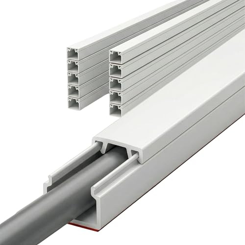 Karat Kabelkanal weiß selbstklebend - 1m - 10 STK. - 12x12 mm - Schaumklebeband fertig für Montage an der Wand - (Oskar 12x12mm)