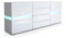 Vladon Sideboard Flow, Made in Germany, Weiß matt/Weiß Hochglanz inkl. LED - Moderne Kommode mit Ambient Light Verglasung für Ihr Wohnbereich (177 x 75 x 39 cm)