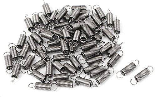 sourcing map 0.4mmx3x12mm 304 Stainless Steel Dual Hook Small Tension Spring 66pcs