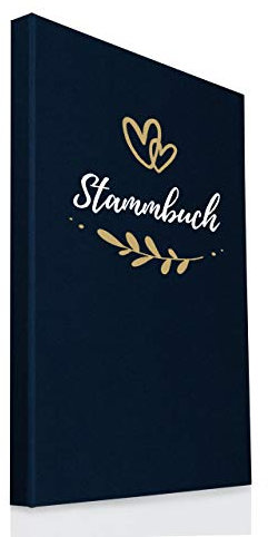 Hochzeitideal Stammbuch der Familie DIN A4 'Fiore' Leinen (dunkelblau)