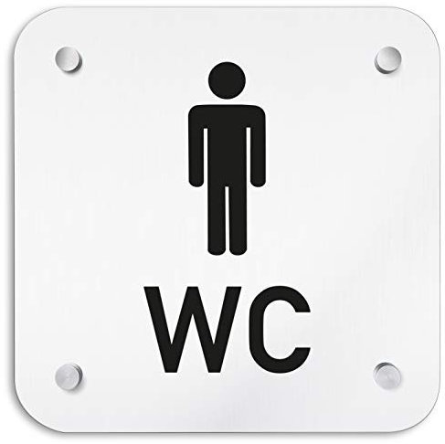 Kinekt3d Panneau Mural en Aluminium 200 x 200 mm • WC pour Homme • Plaque signalétique – Plaque de Porte en Aluminium 1,5 mm d'épaisseur • Matériel de Fixation Inclus + Montage Mural