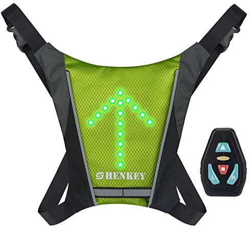 shenkey Gilet Ciclismo LED con Segnali di Direzione - Telecomando, Riflettente e Impermeabile, Ricaricabile USB, Facile Installazione per la Sicurezza in Bicicletta