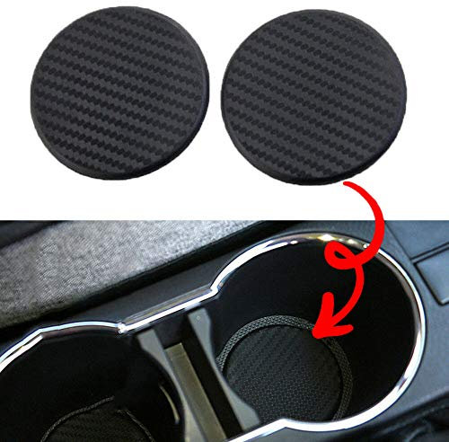 Tapis De Porte-gobelet, 2 Pièces Auto Voiture Véhicule Tasse d'eau Porte-Bouteille Pad Tapis Rond en Silicone Antidérapant Noir
