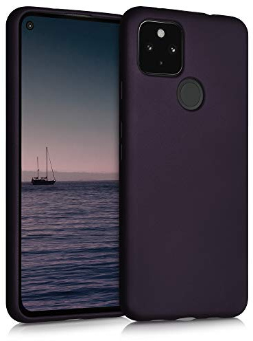kwmobile Handyhülle für Google Pixel 4a 5G Hülle - Silikon Case metallisch schimmernd - Schutzhülle Cover - Metallic Brombeere