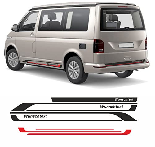 FOTOFOL Seitenstreifen Edition mit Wunschtext passt für VW T6 T5 T6.1 Transporter Multivan