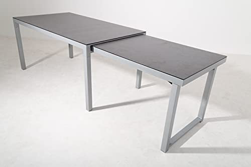 Gardissimo Luxus Aluminium Ausziehtisch Faro Silber, 160/260 x 90 cm, Keramik