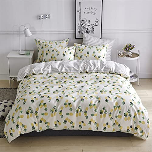 Ananas-Bettbezug Muster Gelb Bettwäsche Bettbezug mit Reißverschluss und 2 Kissenbezügen Weiche Mikrofaser Bettwäsche Doppelbett