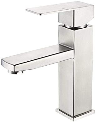 MTYLX Grifo de Agua, Faucets Domésticos Baño Cuarto de Baño Faucet Baño Tap Caldo Frío Frío Fregajos Grifos Acero Inoxidable Sola Agua Basin Mezclador Tapas de Agua, Qi Xian