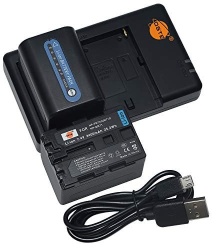 DSTE NP-FM70 7.4V 3400mAh QIAOJINLIN Lithium Battery Pack(2 Packs) and Dual Charger Compatible with Sony DCR-PC330 DCR-TRV25 DCR-TRV27 DCR-TRV30 as NP-QM71D NP-QM71