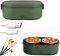 Bias&Belief Lunch Box Elettrico, riscaldato USB 304 scaldavivande Portatile in Acciaio Inox con 2 contenitori per Auto e casa,Green