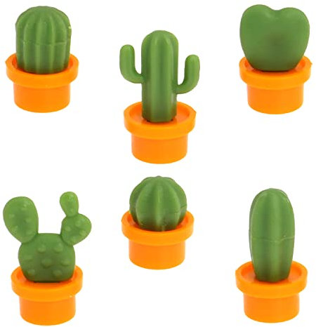 DBOO 6 Pack Cactus Strong Magnets for Fridge 3D mini Fridge Magnets, Cute Decor Magnets for Whiteboard and Fridge, Creative Magnetic Stickers(Orange)