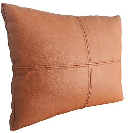Italienische Lederkissen in brauner Farbe Echt Leder Kissen Dekokissen Echtleder Rückenkissen Rindsleder Sofa Couch Leder Zierkissen Lederkissen Modell P&Z4EL Leder Mondial 5329 (30 x 50 cm)
