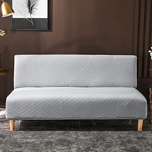 DOTBUY-SHOP Jacquard Ohne Armlehne Sofahusse Stretch, Weich & Bequem Antirutsch Sofa Abdeckung Sofa Überzug Armloser Möbel Protector Sofabezug (160-190cm,hellgrau)