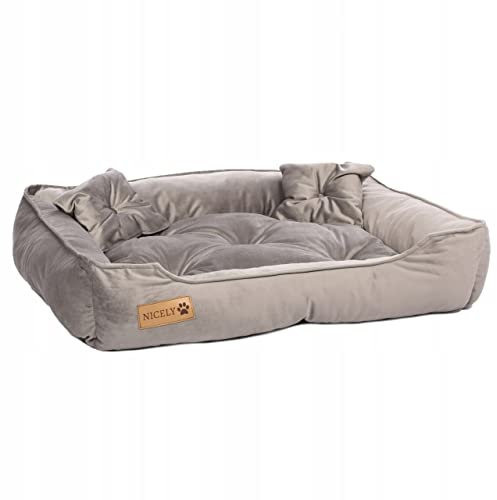 Capability Hundebett Fähigkeit Großes Bett für Hund, Katze, Bettwäsche, Velours, bequem, elegant, hypoallergen, elastisch, Grau