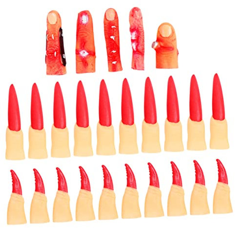 Homoyoyo 3 Ensembles Faux D'halloween Fournitures De Cosplay De Sorcière Parties Du Corps Humain Faux Ongles Faux Effrayant Doigts Sanglants Se Réconcilier Provisions Vinyle