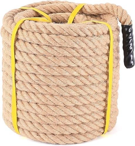 Juteseil, 1,9 cm × 30,5 m, natürliches Material, strapazierfähig, gedreht, für Innen- und Außenbereich, nautisch, Tauziehen, Geländer, Hängematte, Schaukel, Gartenarbeit, Klettern