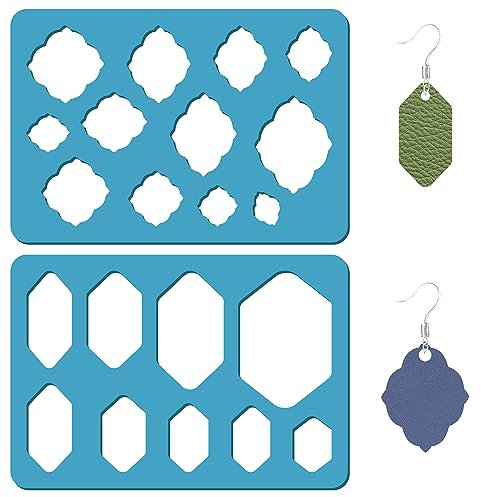 GORGECRAFT 2 Stile Schmuckform-Schablone Geometrische Schablone Sechseckige Ohrringe Vorlagen Wiederverwendbar Geometrieform Acryl-Schneidschablonen Für Armbänder Ohrringe Schmuckherstellung 9x13cm